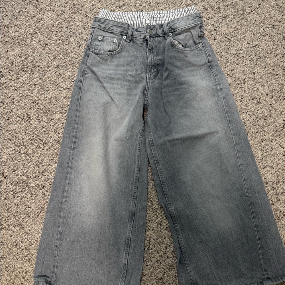 Zara Women's Gray Wide-Leg Jeans